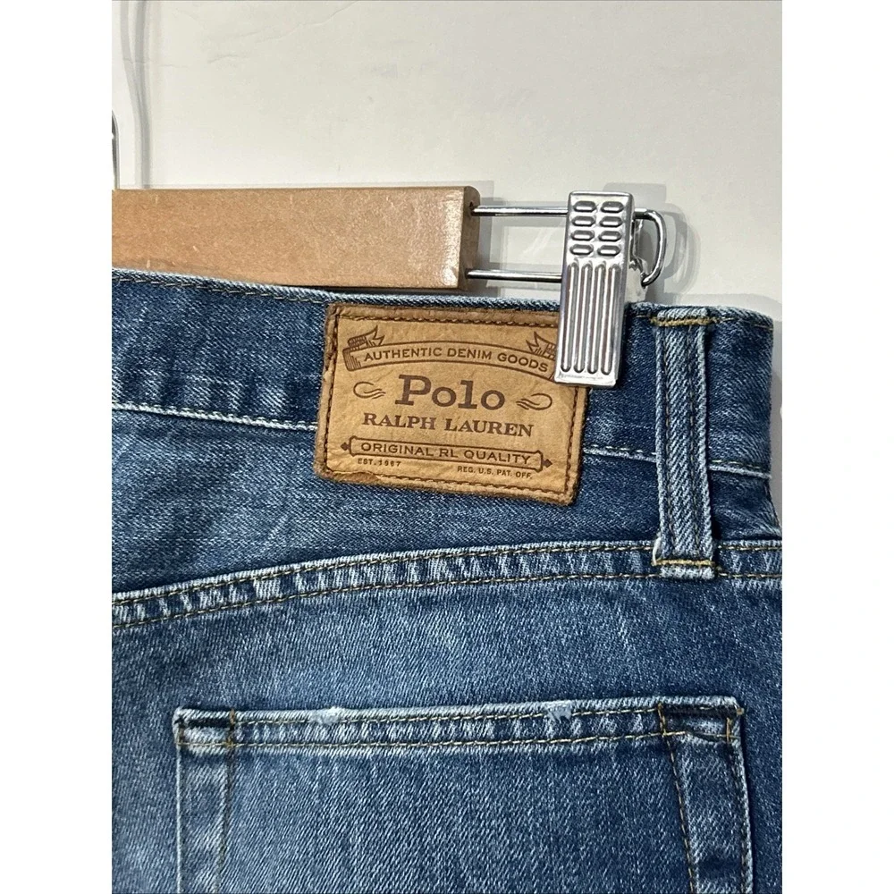 Mens Polo Ralph Lauren Classic Fit Jean Shorts Jorts Blue Denim Frayed Hem Sz 29